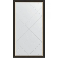 Зеркало Evoform Exclusive-G Floor 198х109 BY 6388 с гравировкой в багетной раме - Черное дерево с золотом 71 мм стекло