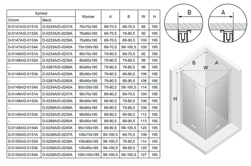 Душевой уголок New Trendy New Soleo Chrome 80х90 D-0148A/D-0153A профиль Хром стекло прозрачное