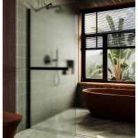 Душевая перегородка Maybah Glass MGD-737-6ш 890x1950 в широком профиле Черный стекло сатиновое