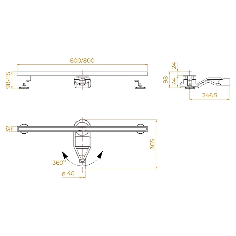 Душевой лоток RGW SDR-51B-80 76215180-04 с решеткой цвет Черный