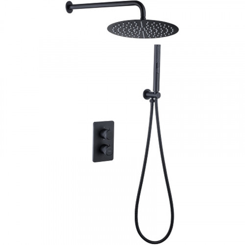 Душевая система Allen Brau Priority 5.31013-31 с термостатом Черная матовая латунь встраиваемый