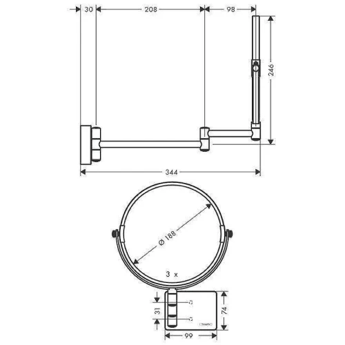 Косметическое зеркало Hansgrohe AddStoris 41791990 цвет золото полированное