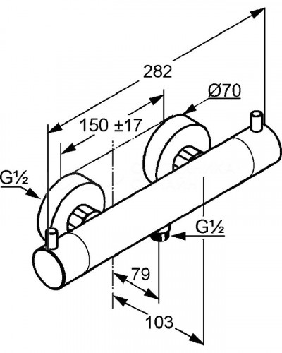 Смеситель для душа Kludi Bozz 352030538 с термостатом Хром латунь на стену