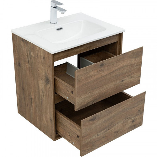 Тумба под раковину Aquanet Милан 60 336377 подвесная Дуб рустикальный МДФ / ЛДСП