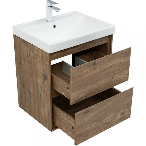 Тумба под раковину Aquanet Милан 60 336377 подвесная Дуб рустикальный МДФ / ЛДСП
