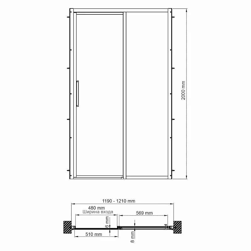 Душевая дверь WasserKRAFT Lopau 120 32S05R профиль Хром стекло прозрачное