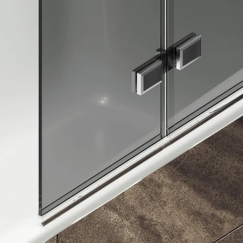 Шторка для ванны Maybah Glass MGV-588-4 980х1400 складная 4 секции Хром глянцевый стекло графитовое