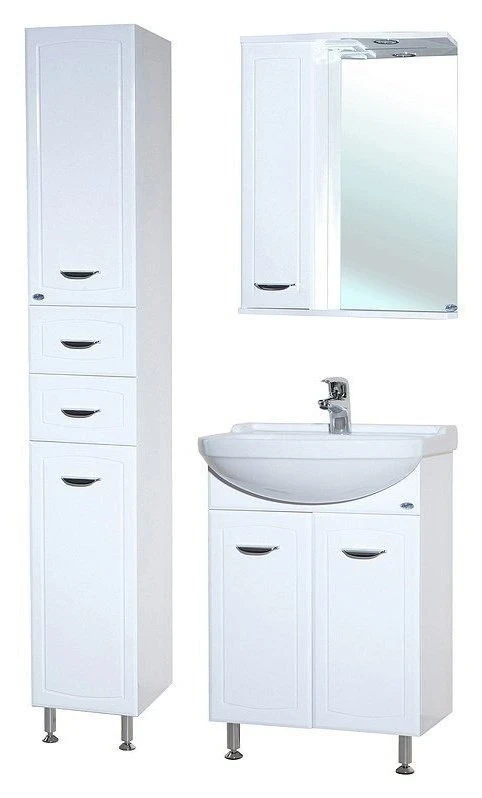 Зеркало со шкафом Bellezza Классик 60 L 4611909002017 с подсветкой Белое МДФ / ЛДСП, стекло