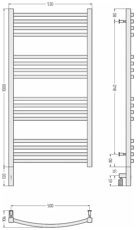 Электрический полотенцесушитель Сунержа Аркус 3.0 100x53 31-5704-1050 цвет Матовый чёрный