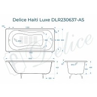Чугунная ванна Delice Haiti Luxe 160x80 DLR230637-AS без отверстий под ручки с антискользящим покрытием