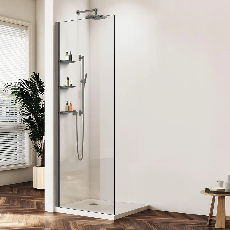 Душевая перегородка Vincea Walk-In 120 VSW-1HWS120CLGM профиль Вороненая сталь стекло прозрачное