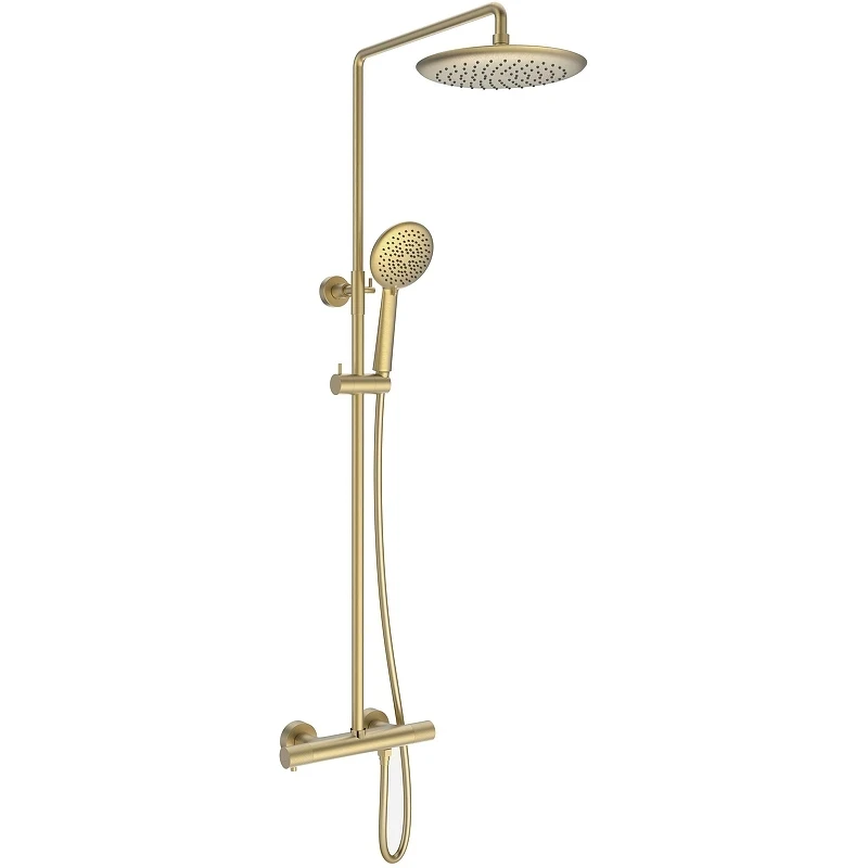 Душевая система Vincea Desire VSFS-1D0TBG с термостатом Брашированное золото латунь на стену
