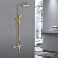 Душевая система Vincea Desire VSFS-1D0TBG с термостатом Брашированное золото латунь на стену
