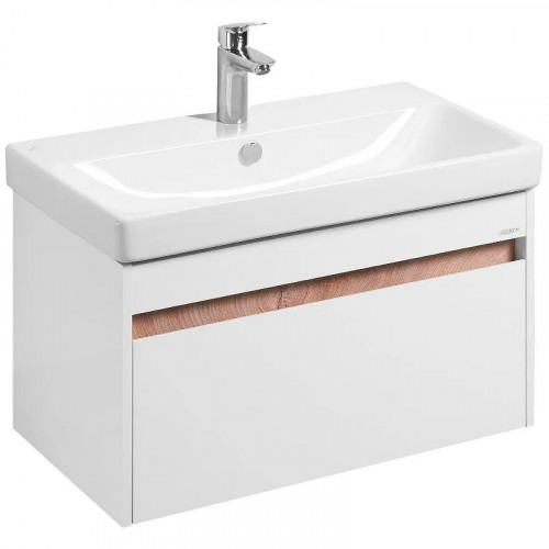 Тумба под раковину Aquaton Марти 80 1A283201MY010 подвесная Белая Дуб эндгрейн МДФ / ЛДСП