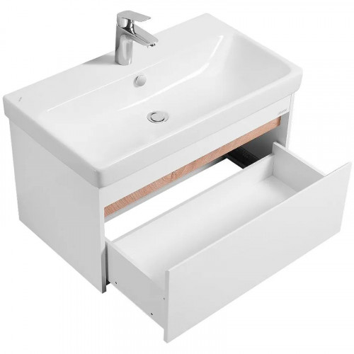 Тумба под раковину Aquaton Марти 80 1A283201MY010 подвесная Белая Дуб эндгрейн МДФ / ЛДСП