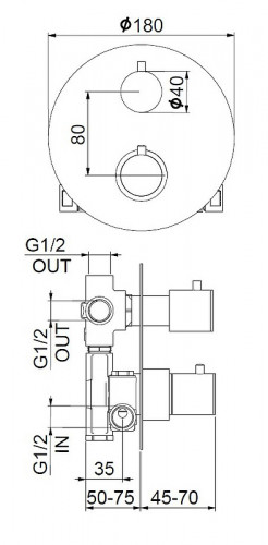 Смеситель для душа Webert Sax Evolution SE970903015 с термостатом Хром латунь встраиваемый