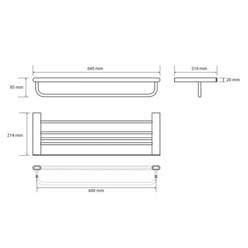 Полка для полотенец Bemeta Organic Black 167105150 Черная матовая