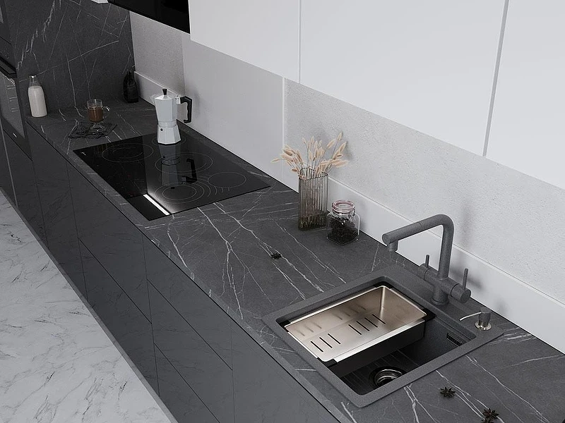 Кухонная мойка Emar Quartz 42 EMQ-1420.Q цвет Антрацит