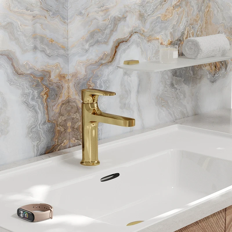 Смеситель для раковины WasserKRAFT Neckar 2103 Золото глянцевое латунь