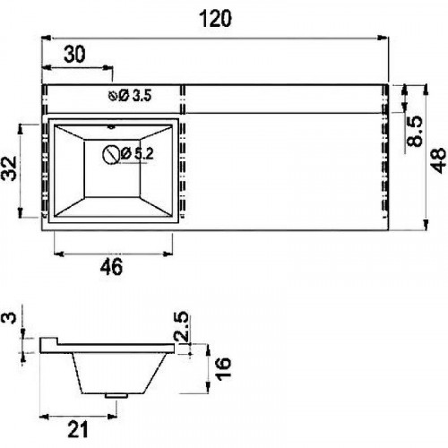 Раковина Brevita Marko Гавана 120 L 5216120 с местом под стиральную машину Белая