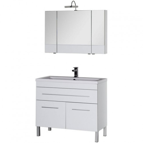 Тумба под раковину Aquanet Верона 100 182710 1 ящик 2 дверцы Белая МДФ / ЛДСП