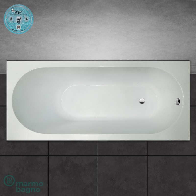 Ванна из литьевого мрамора Marmo Bagno Лучия 180x80 MB-L180-80 без гидромассажа