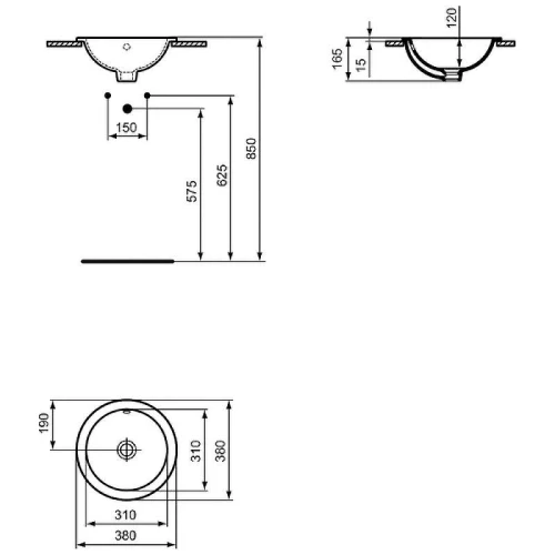 Раковина встраиваемая сверху Ideal Standard Connect 38 E505101 Евробелая