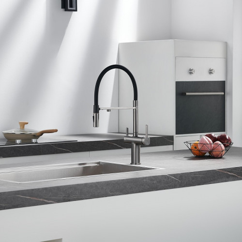 Смеситель для кухни Rose R358T цвет Оружейная сталь Черный