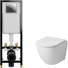 Комплект унитаза Grossman GR-4455S с инсталляцией Cersanit Black 35 S-IN-BLACK-Cg-w с сиденьем Микролифт и клавишей смыва Хром фаянс подвесной