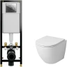 Комплект унитаза Grossman GR-4455S с инсталляцией Cersanit Black 35 S-IN-BLACK-Cg-w с сиденьем Микролифт и клавишей смыва Хром фаянс подвесной