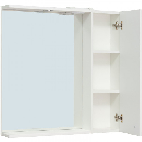 Зеркало со шкафом Runo Римини 75 00-00001257 с подсветкой Белое МДФ / ЛДСП, стекло