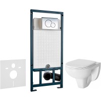 Комплект унитаза Damixa Jupiter  DX77C1738SC с сиденьем Микролифт и инсталляцией WeltWasser WW Marberg 507 10000005949+10000005952 с клавишей смыва Хром глянцевый фарфор подвесной