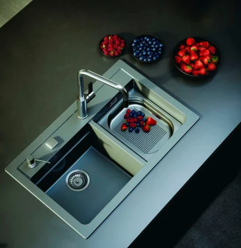 Кухонная мойка Alveus Granital Atrox 50 Concrete G81 790x500 1132001 Бетон искусственный камень (литьевой мрамор) встраиваемая сверху, встраиваемая снизу