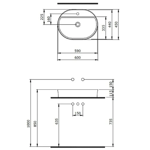 Раковина Berges Ego SL 60 182016 Белая глянцевая фарфор накладная