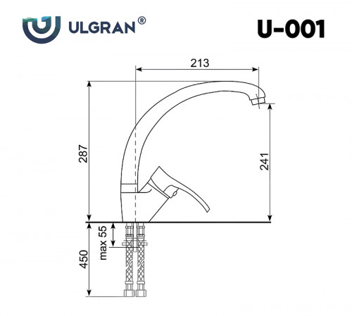 Смеситель для кухни Ulgran Classic U-001-344 Ультра-черный латунь