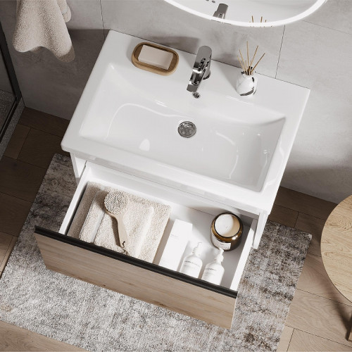 Тумба под раковину Vigo Cross 70 404 подвесная цвет Дуб давос натуральный Белый