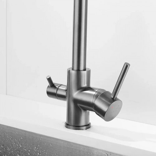 Смеситель для кухни Shevanik S128T цвет Оружейная сталь