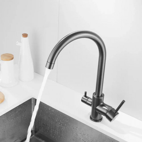 Смеситель для кухни Shevanik S128T цвет Оружейная сталь