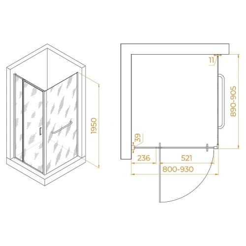 Душевой уголок RGW Passage 80x90 3508078189-14 профиль цвет Черный стекло прозрачное