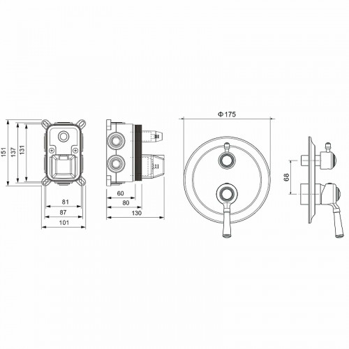 Смеситель для душа Aquatek Классик AQ1547MB Черный матовый латунь встраиваемый