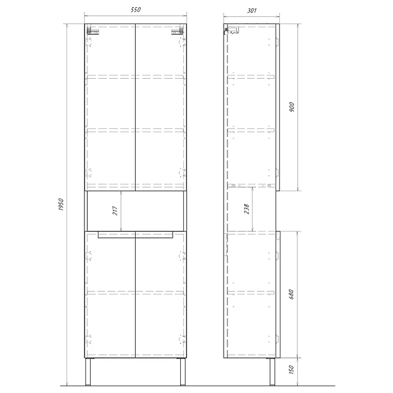 Шкаф пенал Aqwella Vancouver 55 VAN0555N цвет Белый