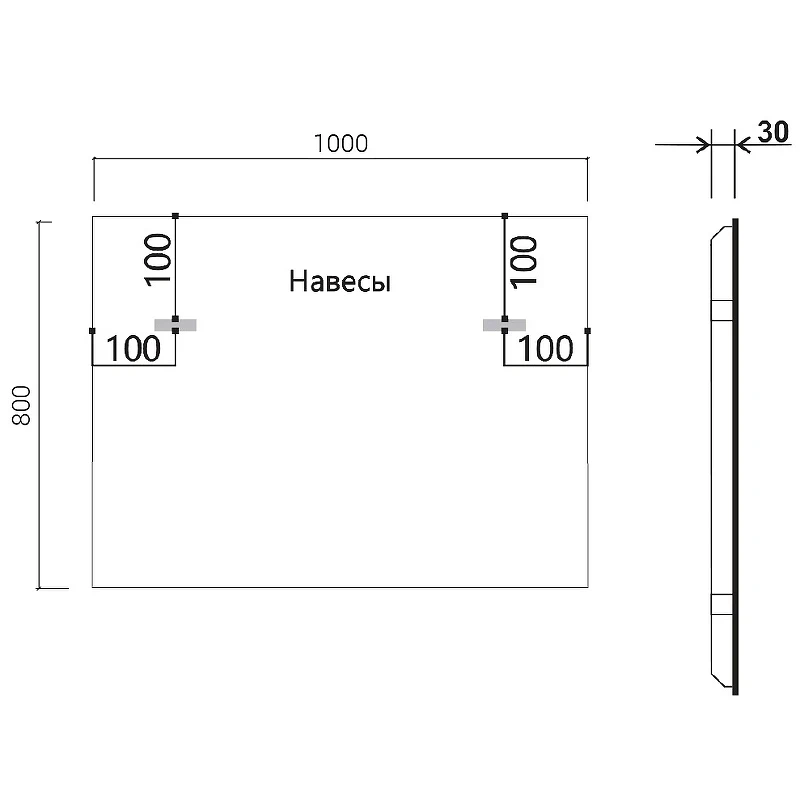 Зеркало Vincea 100 VLM-3VN100B с подсветкой Черное с сенсорным выключателем и диммером стекло