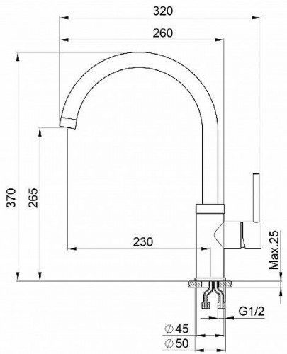 Смеситель для кухни Granula 2125 цвет Сланец