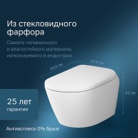 Унитаз-биде AM.PM Sensation CCC301700SC подвесной с сиденьем Микролифт фарфор подвесной