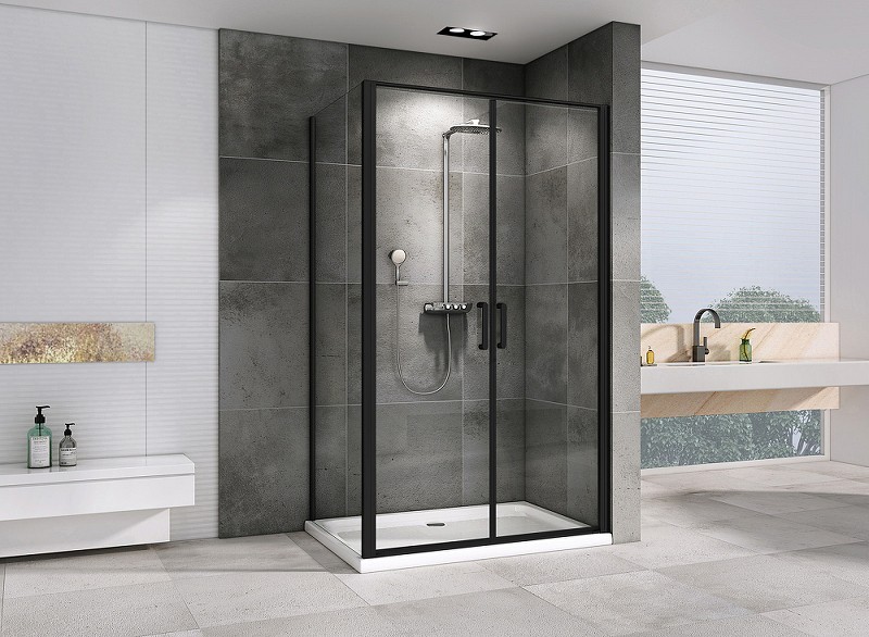 Душевой уголок Abber Sonnenstrand 100x100 AG04100BC-S100B профиль Черный стекло прозрачное