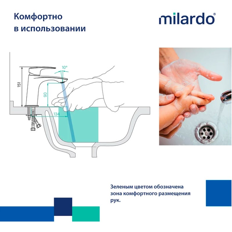 Смеситель для раковины Milardo Rora RORSB00M01 Хром латунь