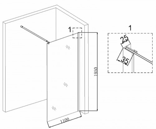 Душевая перегородка Niagara Nova 110 NG-687-11BLACK профиль Черный стекло прозрачное
