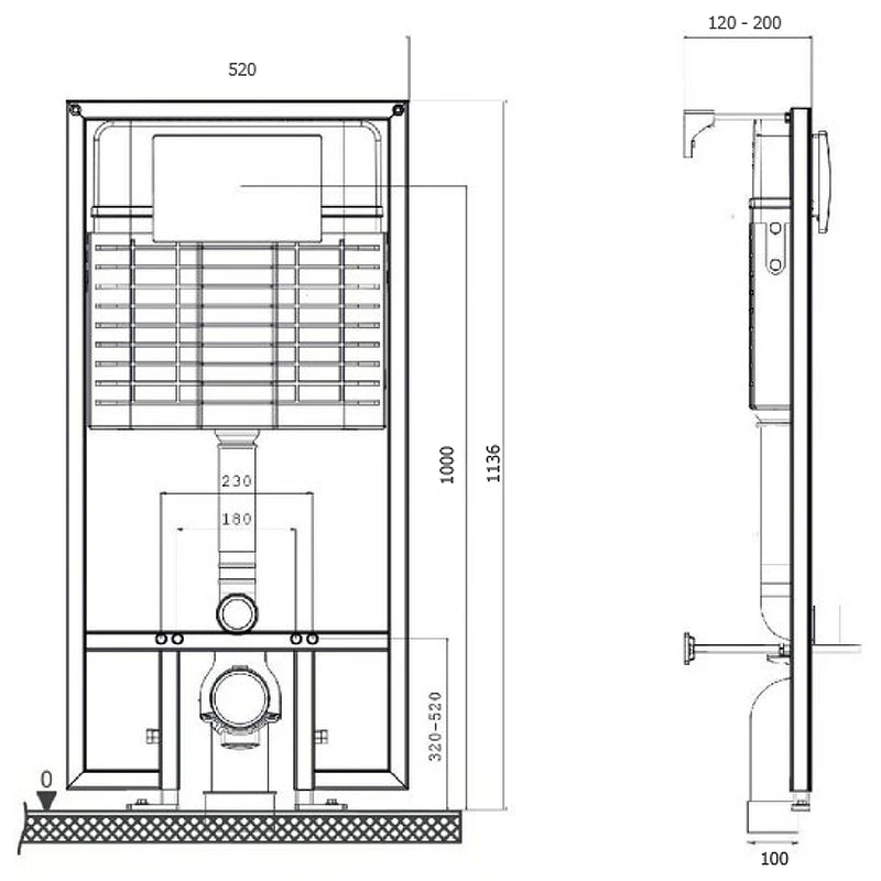 Инсталляция Bettoserb Sava Fix Slim SET40006471 для унитаза с Черной матовой клавишей смыва