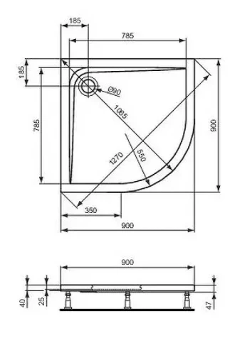 Акриловый поддон для душа Ideal Standard Ultraflat 90х90 K517601 цвет Euro White / Евробелый
