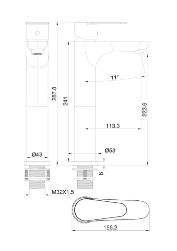 Смеситель для раковины Wonzon & Woghand Alfa WW-A40232-MB цвет Черный матовый